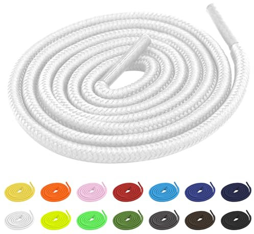 TBOC 2X Lacci Laccetti Stringhe Tondi [Bianco] Laccio [120 cm] Scarpe Sneakers Scarponi Compatibile con Timberland Nike Air Force Jordan Dr Martens Adidas Converse Bambini Adulti Trekking