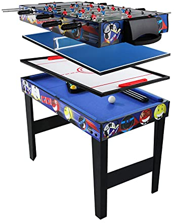 Multi Function 4 in 1 Combo Game Table, Steady Pool Table, Hockey Table, Soccer Foosball Table, Table Tennis Table, 31.5In