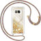 HomiTunky Handykette für Samsung Galaxy S7 Hülle mit Band,Silikon Durchsichtig Transparent Flüssig Glitzer mit Kette Kordel Bumper Treibsand Necklace TPU Schutzhülle Samsung Galaxy S7 Case,Golden