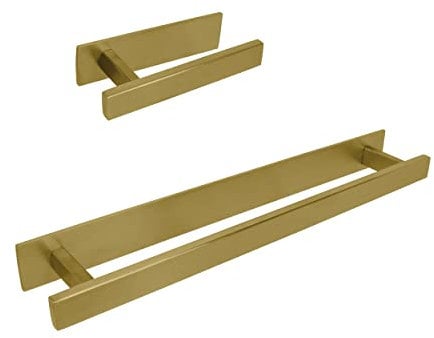 INOXLM Porta Asciugamani | Porta Carta Igienica Da Bagno | Kit Bagno Adesivo | Porta Rotolo Senza Fori | Portarotolo Bagno Adesivo | Porta Rotolo Carta Igienica (Kit completo 2 pezzi, Gold)