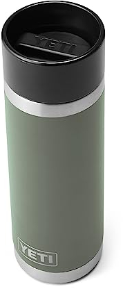 Yeti Rambler 18 oz Bottle, Stainless Steel, Vacuum Insulated, with Hot Shot Cap, Camp Green