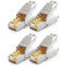 deleyCON 4x Prise Réseau CAT 7 RJ45 Sans Outil Blindée 10 Gbit/s 600 MHz Prise Réseau Pour Câbles de Pose Rigides Câbles Bruts Prise RJ45 Ethernet LAN DSL Câble de Brassage