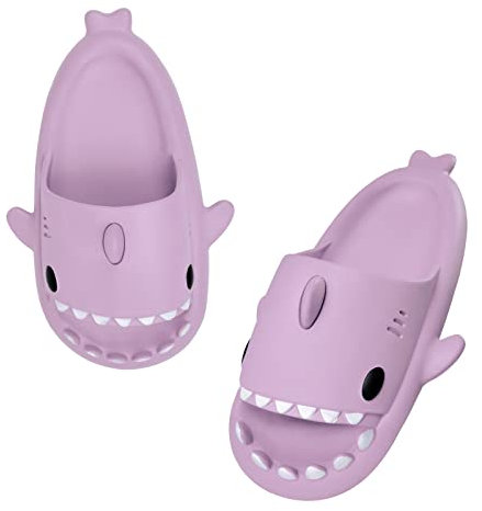 Dihope Ciabatte Squalo Donna Uomo Ciabatte Estive Comode Morbide Sandali Ciabatte Mare Antiscivolo Pantofole da Casa Piscina Spiaggia Originali Carine Shark Slippers Slides, Viola, 40/41 EU