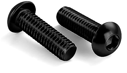 Viti a testa cilindrica da 1/4-20 x 3/4, in acciaio inox 18-8, finitura nera, attacco esagonale a brugola, completamente filettate, 25 pezzi