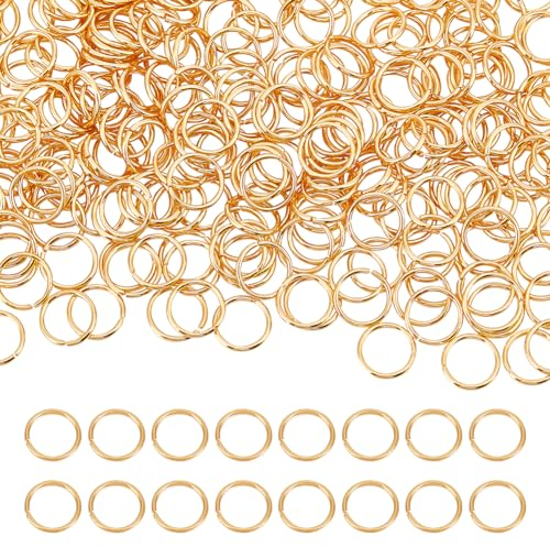 Beebeecraft 1 Box 300 Stück Offene Biegeringe 18 Karat Vergoldetes Messing Einzelne Schlaufe 7 mm Einzelne Schlaufe Kleine Kreisrahmen Schlüsselanhänger-Verbindungsstück Für Die Herstellung von