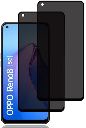 Verre Trempé Anti-Espion pour OPPO Reno 8 5G [2 Pièces], Protection D'écran Anti-Espion, Protecteur D'écran de Confidentialité, 9H Dureté, Anti-Rayures, Privacy Protecteur Écran pour OPPO Reno8