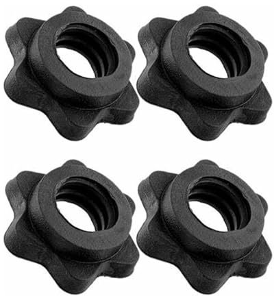 4Pcs Dumbbell Hex Nut Dumbbell Clips Barbell Spin-Lock Collars Screw for Dumbell Weight Lifting Fitness Training(Black)
