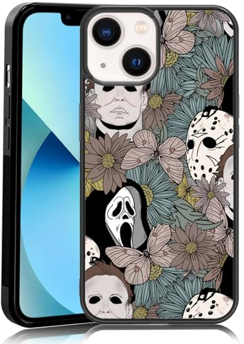 MMYAJT Horror Flowers Scary Phone Case Fit for iPhone 13, TPU iPhone Case Shockproof Ghostface Fashion Design Phone Cover Gift for Boy Girl Men Women
