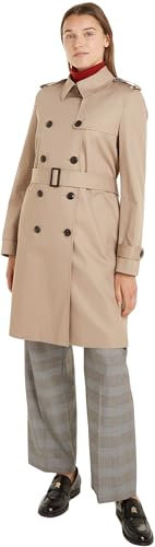 Tommy Hilfiger Damen Trenchcoat Cotton Slim Fit Kurz, Beige (Beige), 38