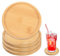 4Pcs Dessous de Verre en Bois, Dessous de Bougie en Bois, Dessous de Verre en Bambou, Coasters Ronds en Bambou, Assiette pour Bougies de Baptême