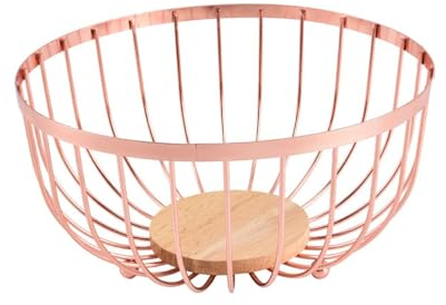rockible Frutero, Cesta de Almacenamiento de Frutas, Cesta de Pan, Frutero de Encimera para Mesa de Café de Cumpleaños, Hotel, oro rosa, tal como se describe