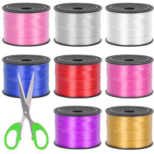 Swpeet 9Pcs 1/5 Breite x 100 Yards Curling Band Kit Mit Schere - 8 Farben Crimped Ballon Band für Geschenkverpackung, Party, Festival, Kunst Dekoration Supplies