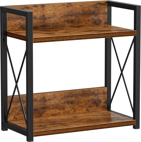 Giikin Küchenthekenregal, Küchenarbeitsplatten-Organizer, 2-stöckiges Gewürzregal für Theke, Holz-Kaffeebar-Organizer für Kaffeestation (Braun, L)
