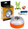 MAGIC SELECT Luz de Emergencia V16 para Señalización en Carretera de Coche y Moto. Luz Amarilla Intermitente y Blanca Fija de Encendido Automático, Base Imantada y Recargable con Tiras Reflectantes