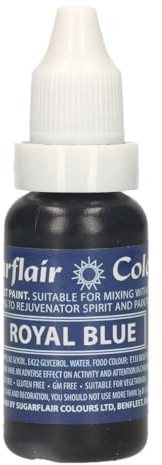 Sugarflair Edible Droplet Paint Lebensmittelfarbe Flüssig Royal Blue - Lebensmittel Farbe für für Zuckerpaste, Buttercreme - kann mit Airbrush verwendet werden - 14ml