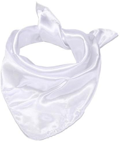 Whakano Einfarbig Seidenschal Damen 50x50cm,Elegante Seidentuch Kopftuch,Bandana,Quadratische Schals,Klein Weich Quadratisch Seidenschal,Handgelenkriemen,Stirnbänder,Geschenkfür Damen Frauen,Weiß
