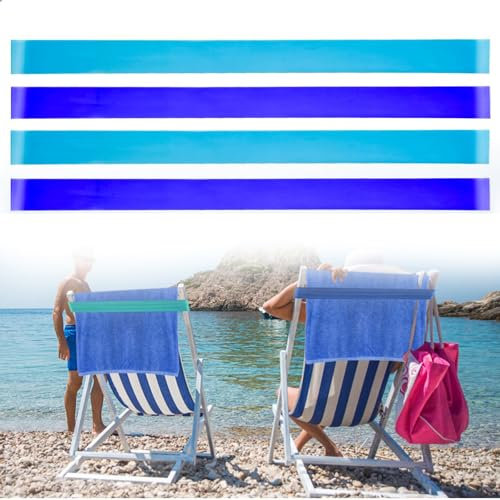 Hebterrka 4er Pack Handtuchhalter für Strand- & Poolstühle, Dehnbare Bänder, Ideal für Kreuzfahrten, Festes Halten von Handtüchern