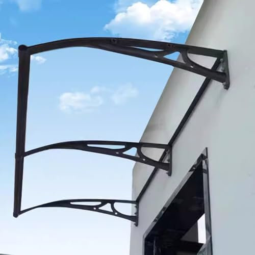 WJXIN Marquise de Porte Exterieur with Drainage, Aluminium Auvent de Terrasse, Porte D'entree Auvent, Polycarbonate Protection UV Toit Marquise(100x400cm)