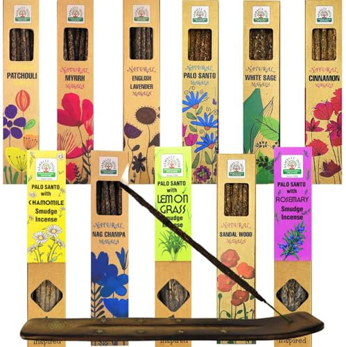 Incienso Orgánico, Incienso Natural, Incienso, Sin Tóxicos: Pack 5 Paquetes + Quemador Incienso, Relajación, Meditación, Aromaterapia.