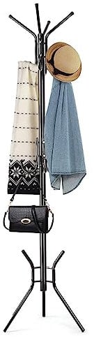 Youyijia Garderobenständer 14 Haken 182 cm Jackenständer Stehend kleiderständer Free-Standing Coat Stand Aus Metall Moderner Jackenständer in Baumform für Flur Schlafzimmer Büro Matt Schwarz