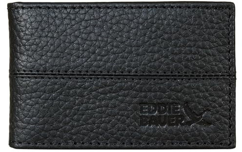 Eddie Bauer Robuste Herren-Geldbörse aus Leder, Geldklammer, RFID-Schutz, Ausweisfenster, echtes Leder, für den täglichen Gebrauch, Schwarz