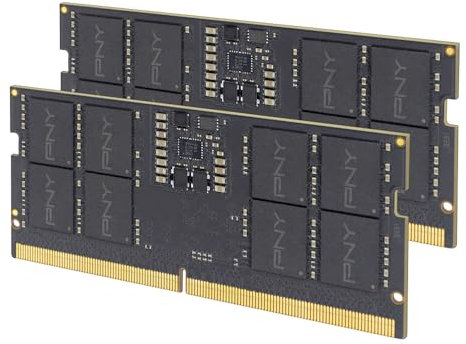 PNY Performance 64GB (2x32GB) DDR5 DRAM 5600MHz (PC5-44800) – CL46-46-46-90 (Compatible with 5200MHz, 4800MHz), 1.1V, 262-Pin Non-ECC – Notebook/Laptop (SODIMM) Computer Memory Kit – MN64GK2D55600-TB