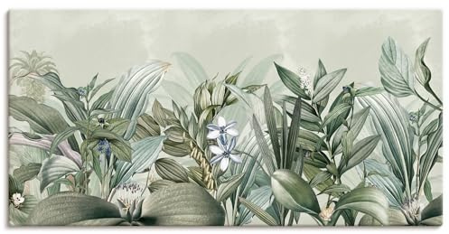ARTLAND Wanddeko Leinwand Bilder Wandbild 150x75 cm Shabby Chic Vintage Retro Deko Blumen Natur Garten Dschungel U5KM