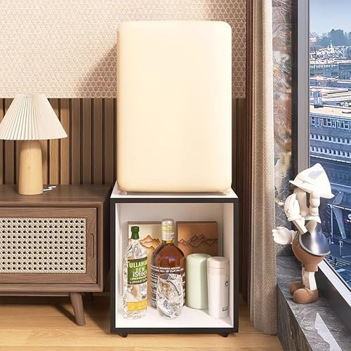 Mini-Kühlschrankständer Kühlschrankschrank mit Oder Ohne Türen, Kühlschrank-Aufbewahrungsregal, Organisationsregal für Schlafzimmer und Büro, Universelles Aufbewahrungsregal / Möbelwagen(White,45X45CM