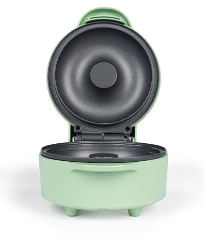 Giles & Posner Doughnut Maker – Machine à Donuts Grande Taille, Revêtement Antiadhésif Sans PFAS, Facile à Nettoyer, Plaque de 12,5 cm, Voyants, Douceurs Sucrées, Poignée Tactile Froide, Vert Sorbet