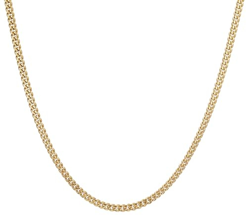 RWQIAN Kette Herren Panzerkette 3mm-9mm Breit Männer Edelstahl Silber/Gold/Schwarz Panzerkette Halskette Gliederkette 14K Gold Vergoldet Klassische Link Chain Länge 45-65cm Geschenk für Damen Männer