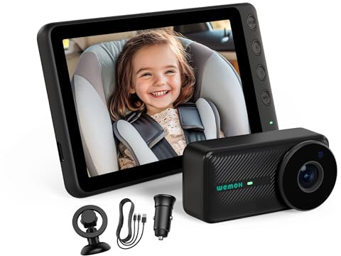 WEMOH Magnetic Baby Car Camera, 1080P HD IPS Magnetic Monitor, Auto Night Vision, 360° Rotation with Split & Zoom Mode, USB-Powered Car Seat Camera for Rear Facing