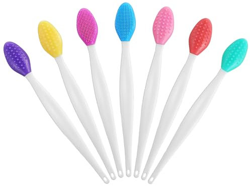 Guduling 7pcs Pore Cleaning Brush,Lip Scrub Brush,Double-Sided Silicone Lip Brushes Scrubber for Cleansing Dull Lips and Nose,Leaving Lips Smooth and Soft,Exfoliating Brushes for Nose