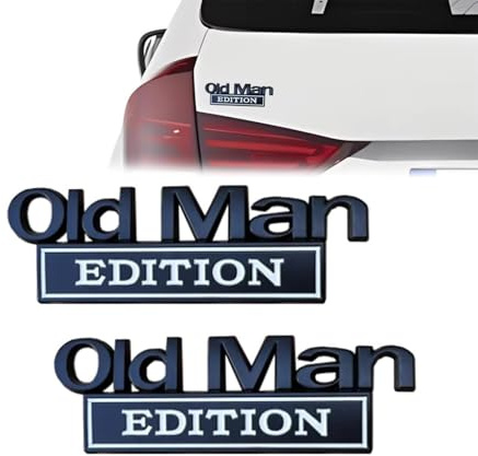 2 Stück Old Man Edition – 3D-Emblem-Aufkleber-Abzeichen, 2025 Neue Autoaufkleber Für Männer, wasserdicht, rostfrei, Metall-Aufkleber (D)