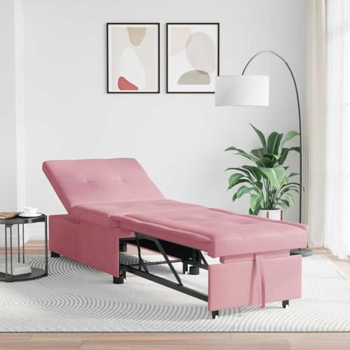 HETFTJN Schlafsofa Rosa 67x194x38 cm Samt 3 in 1 kleines Schlafsofa mit Liegefunktion Modernes Design & platzsparend für Wohnzimmer Jugendzimmer und Gästezimmer