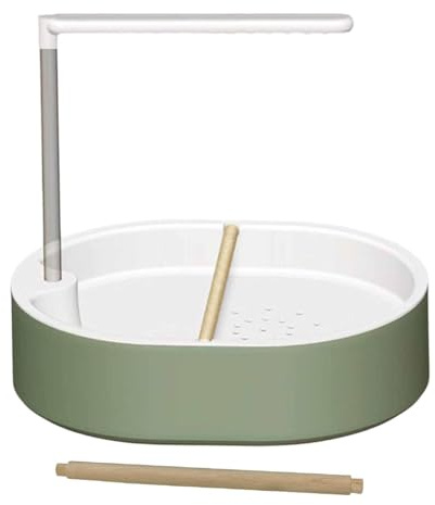 perfk Baignoire pour Perroquet, Baignoire Automatique avec Douche et perchoirs en Bois, et Pompe pour Petits Moyens Oiseaux, Pommeau de Douche Blanc
