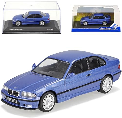 alles-meine.de GmbH B*M*W 3er E36 M3 Coupe Estoril Blau 1990-2000 1/43 Solido Modell Auto mit individiuellem Wunschkennzeichen