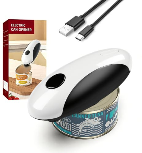 Rankomu Elektrischer Dosenöffner Wiederaufladbar – USB-C, Automatischer One-Touch Seitenschneider für Senioren & Arthritiker, Kabelloser Küchenhelfer mit Magnetischer Deckelhalter & Glatter Kante