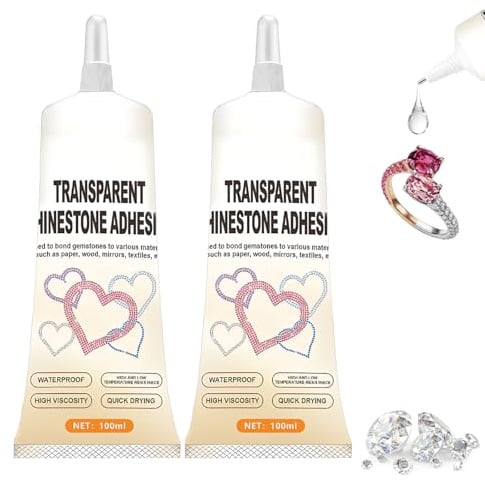 Schmuckkleber Extra Stark Transparent 2 Flaschen 120Ml Hochwertiger Schmucksteinkleber Edelsteinbefestigungs und Strassfixierkleber Glitzersteine Spezieller Kleber für Strasssteine Glitzersteine