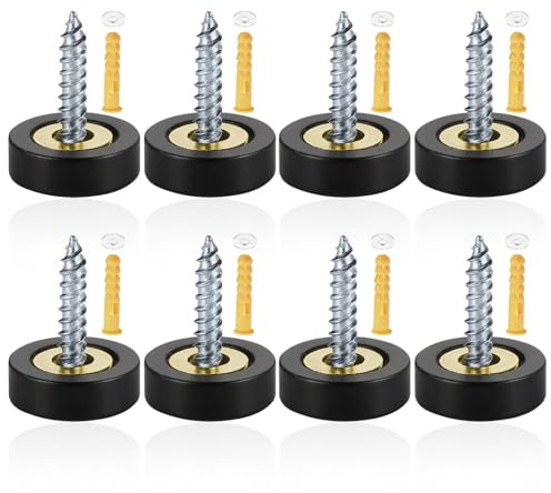 TIANLIN 8 Pièces Vis de Miroir avec Cache Vis Noir, Fixations Zinc 22 mm | Pour Miroir, Meuble de Salle de Bain, Armoire et Verre. Lot de 8 Fixations Métalliques avec Cache Vis Noir