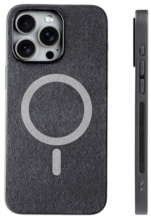 Alfanxi Magnetic Phone Case Compatible with iPhone 14 Pro Max, Fits Alcantara and Shockproof TPU Bumper, Built-in Magnet for Mag-Safe Wireless Charging with Magnetic Ring Pattern
