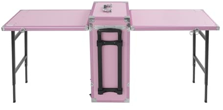 Badalinem Mobile Beauty Station, Foldable Portable Nail Table Desk, Lockable Makeup Case, 4 Drawers, Adjustable Handle, 4 Locking Wheels, For Nail Techs, Salon, Professionals