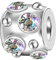 Andante-Stones Silber Bead mit 6 AB-Glaskristallsteinen Element Kugel für European Beads + Organzasäckchen