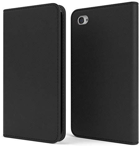 EAZY CASE Tasche kompatibel mit iPhone 4 / 4S Schutzhülle mit Standfunktion Klapphülle im Bookstyle, Handytasche Handyhülle Flip Cover mit Magnetverschluss und Kartenfach, Kunstleder, Schwarz