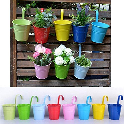 Wiiguda@8 Stück Metall Eisen Hängetöpfe Blumentopf Balkontopf Vase mit 8