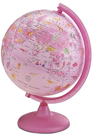 Waypoint Geographic Safari Explorateur - Globe terrestre lumineux - 25,4 cm - Avec terre physique et des centaines d'animaux illustrés - Rose