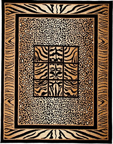 Carpeto Tierfell Teppich Beige 80 x 150 cm Afrika Muster Kurzflor Verona Kollektion