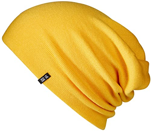 Enter the Complex® Merino Wool Hat, Slouch Beanie, 100% Merino Wool, Women and Men, Yellow