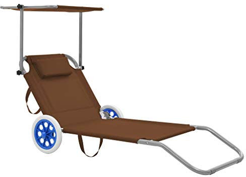 vidaXL Sonnenliege Dach Taupe Klappliege Strandliege Gartenliege Relaxliege