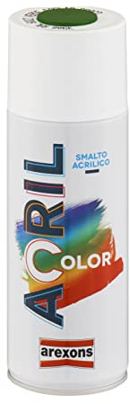 AREXONS Acrilcolor Ral 6002 Verde Foglia Opaco 400 ml, Colore Acrilico, Smalto Spray per Superfici, Ottima Copertura, Colori Brillanti