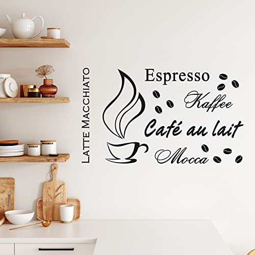 GRAZDesign Wandtattoo Küche Kaffee Wandsticker Sticker Esszimmer, Wanddeko Coffee Wand-Aufkleber, Küchen Deko selbstklebend, 68x40cm, 070 schwarz